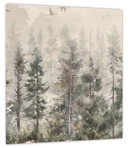 Obraz - Borovicový les I., aquarel (30x30 cm)