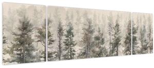 Obraz - Borovicový les I., aquarel (170x50 cm)