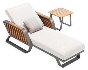 Zahradní lehátko WING GREY WHITE s odkládacím stolkem Lehátka