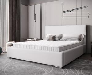 Nadčasová čalouněná postel v minimalistickém designu v bílé barvě 180 x 200 cm s úložným prostorem