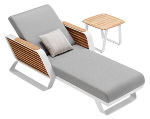 Zahradní lehátko WING WHITE GREY s odkládacím stolkem s jachtařským lepidlem Exteriér | Zahradní lehátka