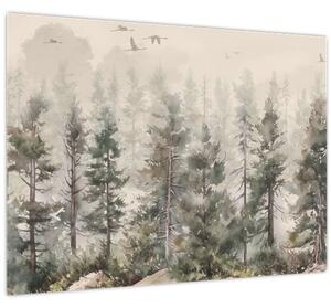 Obraz - Borovicový les I., aquarel (70x50 cm)