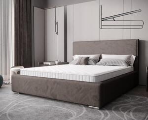 Nadčasová čalouněná postel v minimalistickém designu v šedé barvě 180 x 200 cm s úložným prostorem
