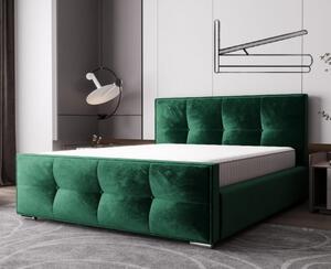 Luxusní čalouněná postel v glamour stylu zelená 180 x 200 cm s úložným prostorem