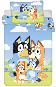 Povlečení do dětské postýlky Bluey - motiv Šťastná rodinka - 100% bavlna - 100x135 cm + 40x60 cm