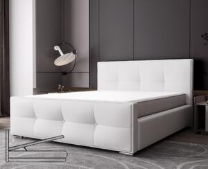 Luxusní čalouněná postel v glamour stylu bílá 180 x 200 cm s úložným prostorem