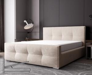 Luxusní čalouněná postel v glamour stylu béžová 180 x 200 cm s úložným prostorem