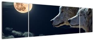 Obraz vlků vyjících na měsíc (170x50 cm)