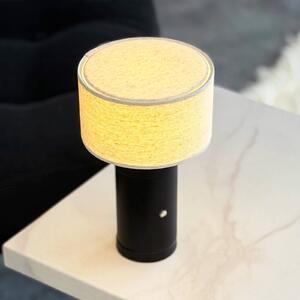 Dyberg Larsen LED stolní lampa na baterie Mellow, černá, 23 cm, stmívatelný, Černá, Obývací pokoj / jídelna, Dřevo, Skandinávský