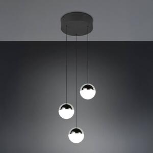 Reality Leuchten Závěsné světlo Senta, chromová barva, Ø 25 cm, 4 000 K, 3 žárovky., Chrom / stříbro, Obývací pokoj / jídelna, Plast, Moderní, Koule
