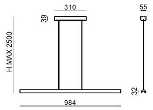 Linea Light 9810 Halfpipe_P, černé závěsné lineární svítidlo, 28W LED 3000K, délka 98cm