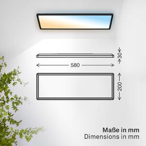 B.K. Licht LED panel Shallow s dálkovým ovládáním 58 x 20 cm, černý, podsvícení, stmívatelný, Černá, Pracovna / kancelář, Plast