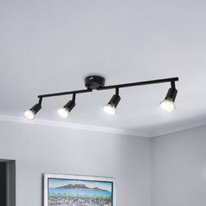 B.K. Licht Stropní světlo Jade, černé, 4 žárovky, GU10 LED, 3 000 K, Černá, Obývací pokoj / jídelna, kov, Moderní