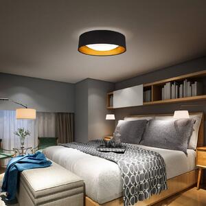 B.K. Licht LED stropní svítidlo Kari, černá/zlatá, textil, 4 000 K, Černá, Obývací pokoj / jídelna, Textil / tkanina / hedvábí, Moderní