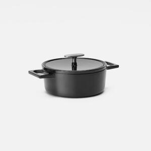 Fabini Kastrol Mattia 3.0, ø 20 cm (2 l) - Smaltovaný litinový kastrol s poklicí, lesklý černý