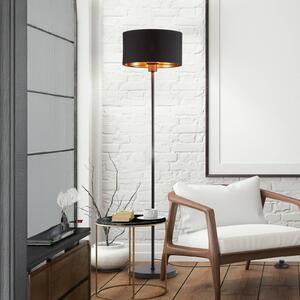 B.K. Licht Stojací lampa Kari, rovná, černá/zlatá, textil, E27, Černá, Obývací pokoj / jídelna, Textil / tkanina / hedvábí, Moderní