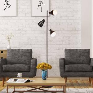 B.K. Licht Stojací lampa Gide, 3 žárovky, černá, kov, E27, Černá, Obývací pokoj / jídelna, kov