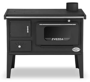 ZVEZDA Narodna SP Glass, Sporák na dřevo s troubou a varnou plochou, 6,1 kW, Ø 130 mm
