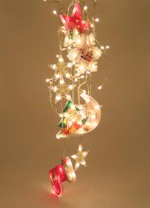 LED barevný vánoční řetězový závěs s průhledným kabelem šest visících dekorací LED barva: Teplá bílá/Warm white