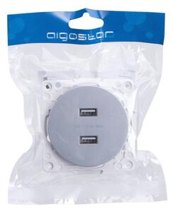 Aigostar - USB napájecí zásuvka bez rámečku 2x USB-A stříbrná
