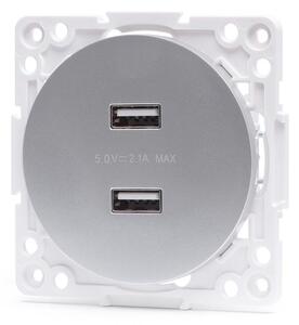 Aigostar - USB napájecí zásuvka bez rámečku 2x USB-A stříbrná