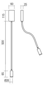 Redo 01-4475 - LED Flexibilní lampička WALLIE LED/3W/230V USB CRI 90 bronzová