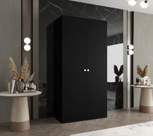 Elegantní šatní skříň CAITIR 1 100 cm - černá / stříbrné úchyty