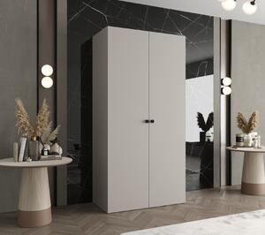 Elegantní šatní skříň CAITIR 1 100 cm - kašmír / černé úchyty
