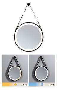 Paulmann 71092 Miro, kulaté zrcadlo s osvětlení a závěsem, 7,5W LED Tunable White, černá, průměr 40cm, IP44