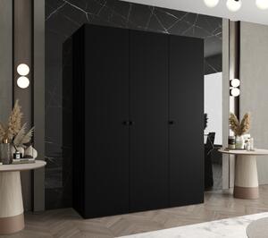 Elegantní šatní skříň CAITIR 1 150 cm - černá / černé úchyty