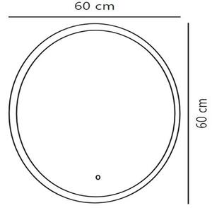 Nordlux 2310251000 Dovina, zrcadlo s osvětlením, 20W LED 4000K, s vypínačem, prům. 60cm, IP44