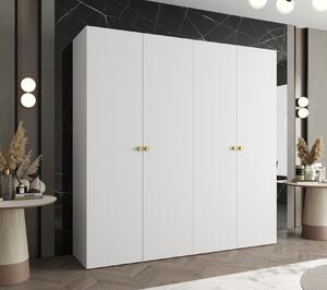 Elegantní šatní skříň CAITIR 1 200 cm - bílá / zlaté úchyty