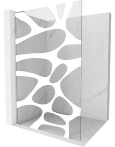 Mexen Kioto L, sprchová zástěna Walk-In 80 x 200 cm, 8mm čiré sklo bílý vzor, ​​broušená ocel profil, 800-080-103-97-97
