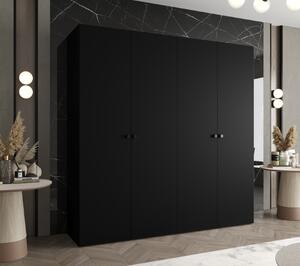 Elegantní šatní skříň CAITIR 1 200 cm - černá / černé úchyty
