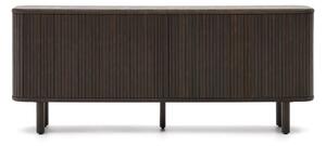 Tmavě hnědá nízká komoda v dekoru jasanu s posuvnými dveřmi 180x75 cm Mailen – Kave Home