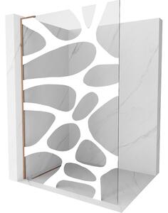 Mexen Kioto L, sprchová zástěna Walk-In 80 x 200 cm, 8mm čiré sklo bílý vzor, ​​růžové zlato profil, 800-080-103-60-97