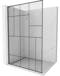 Mexen Kioto L, sprchová zástěna Walk-In 80 x 200 cm, 8mm čiré sklo černý vzor, ​​grafitový profil, 800-080-103-66-78