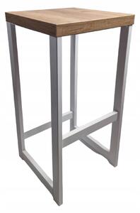 Barová Židle kovová bílá loft 70cm sedák dřevo 35x35!