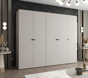Elegantní šatní skříň CAITIR 1 250 cm - kašmír / černé úchyty