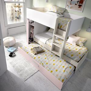 Aldo Patrová postel pro dvě i tři holky Tom, oak grey, white-pink