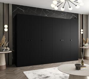 Elegantní šatní skříň CAITIR 1 300 cm - černá / černé úchyty