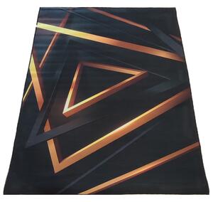 Makro Abra Moderní kusový koberec BLACK and GOLD N 03 Geometrický černý zlatý Rozměr: 80x150 cm