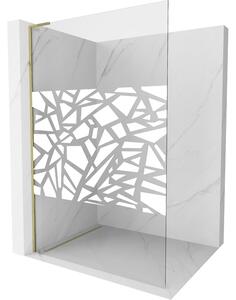 Mexen Kioto L, sprchová zástěna Walk-In 110 x 200 cm, 8mm čiré sklo bílý vzor, ​​zlatý lesklý profil, 800-110-103-50-78