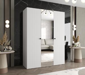 Zrcadlová šatní skříň CAITIR 2 150 cm - bílá / černé úchyty