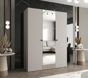 Zrcadlová šatní skříň CAITIR 2 150 cm - kašmír / černé úchyty