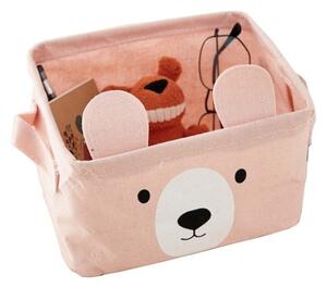 ECa Koš na hračky nebo prádlo s medvídkem 16 x 18 x 14 cm růžový