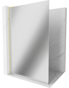 Mexen Kioto L, sprchová zástěna Walk-In 70 x 200 cm, 8mm sklo vzor zrcadlo, zlatý matný profil, 800-070-103-55-50