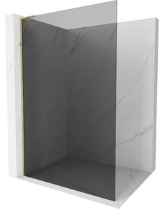 Mexen Kioto L, sprchová zástěna Walk-In 70 x 200 cm, 8mm šedé sklo, zlatý lesklý profil, 800-070-103-50-40