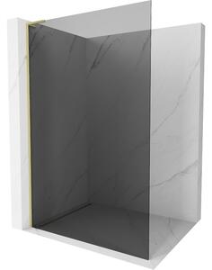 Mexen Kioto L, sprchová zástěna Walk-In 70 x 200 cm, 8mm šedé sklo, zlatý matný profil, 800-070-103-55-40