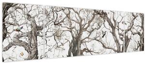 Obraz - Lesní vzor, kresba (170x50 cm)